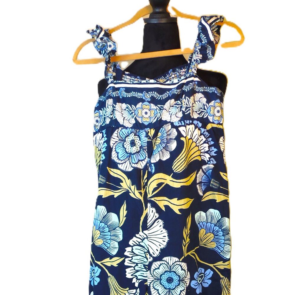 Free People 100% Cotton Bali Albright Jumpsuit Floral SZ S BoHo Hippie Festival